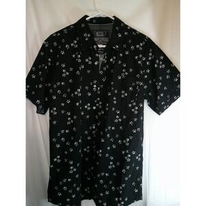 Broken Threads Star Print Button‎ Up Short Sleeve Shirt, X-Large